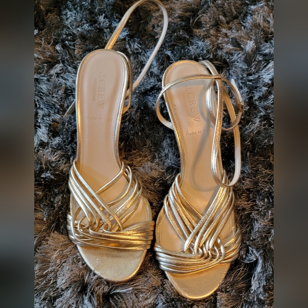 J crew gold high heels
